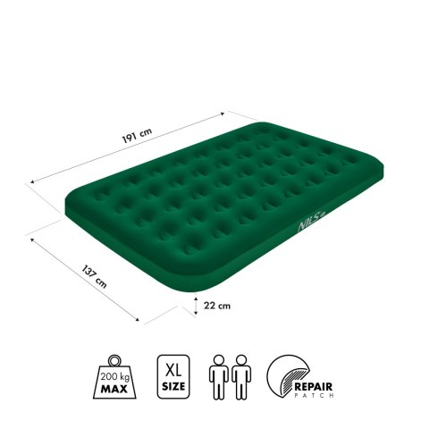 NC2802 MATERAC KEMPINGOWY 191X137X22 CM ZIELONY NILS CAMP NC2802 MATERAC KEMPINGOWY 191X137X22 CM ZIELONY NILS CAMP