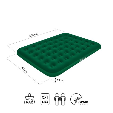 NC2803 MATERAC TURYSTYCZNY DMUCHANY 203X152X22 CM ZIELONY NILS CAMP NC2803 MATERAC TURYSTYCZNY DMUCHANY 203X152X22 CM ZIELONY NILS CAMP