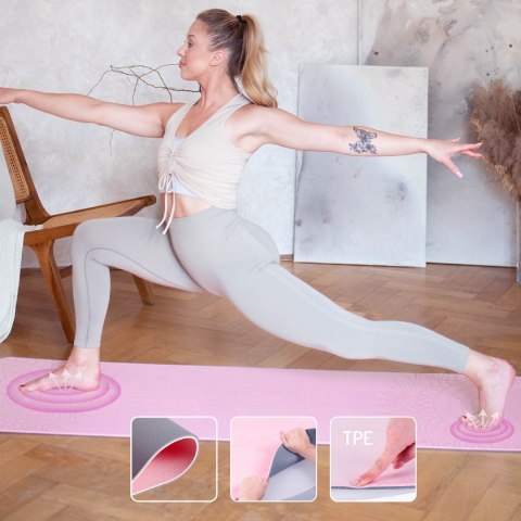 ZESTAW DO JOGI HMS MATA TPE LIGHT PINK YM10 + KOSTKA GRAY KJ02 + PASEK SJ02 ZESTAW DO JOGI HMS MATA TPE LIGHT PINK YM10 + KOSTKA GRAY KJ02 + PASEK SJ02