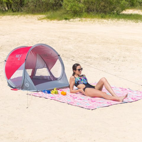 NC3142 CZERWONO-SZARY NAMIOT PLAŻOWY SAMOROZKŁADAJĄCY PODŁOGA NILS CAMP NC3142 CZERWONO-SZARY NAMIOT PLAŻOWY SAMOROZKŁADAJĄCY PODŁOGA NILS CAMP