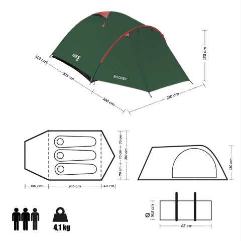 NC6013 ZIELONO-CZERWONY NAMIOT KEMPINGOWY ROCKER NILS CAMP NC6013 ZIELONO-CZERWONY NAMIOT KEMPINGOWY ROCKER NILS CAMP