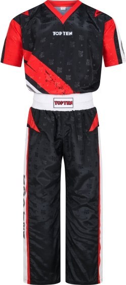Strój do kickboxingu TOP TEN "Urban Arts" czarno-czerwony (WAKO APPROVED new)