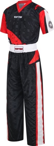 Strój do kickboxingu TOP TEN "Urban Arts" czarno-czerwony (WAKO APPROVED new)