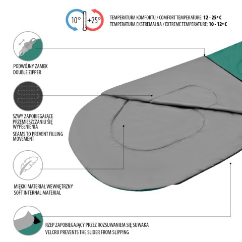 NC2105 ZIELONO-SZARY ŚPIWÓR ROZMIAR L NILS CAMP NC2105 ZIELONO-SZARY ŚPIWÓR ROZMIAR L NILS CAMP