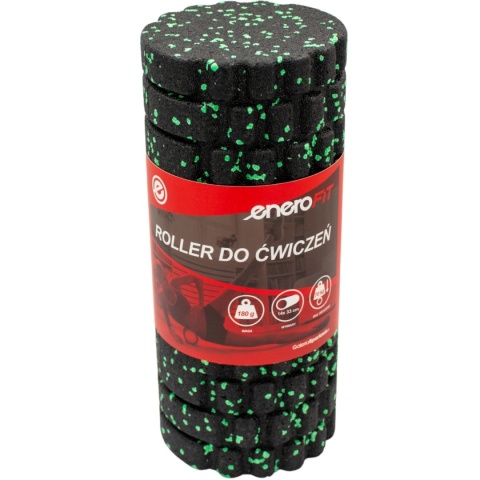 Wałek roller joga 14x33cm czarny/zielony