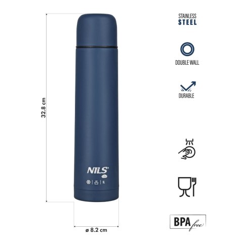 NC3804 TERMOS TURYSTYCZNY 1000 ML NIEBIESKI NILS CAMP
