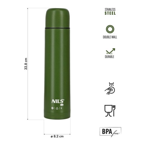 NC3804 TERMOS TURYSTYCZNY 1000 ML ZIELONY NILS CAMP