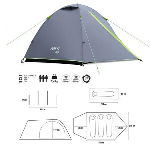 NC6004 NAMIOT KEMPINGOWY SZARY EXPLORER NILS CAMP