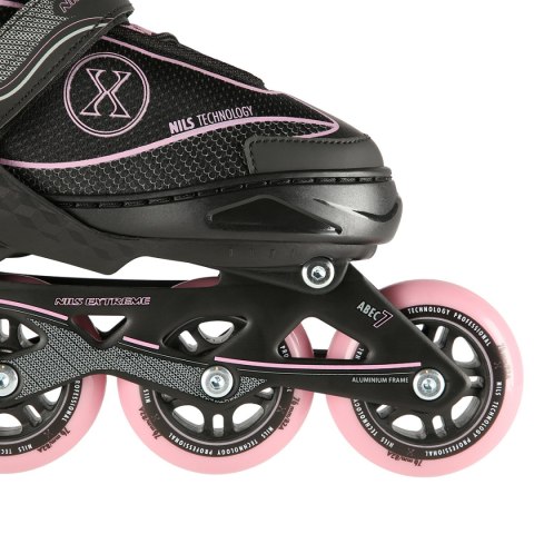 NA11008 CZARNO-RÓŻOWY ROZM. L (39-42) ŁYŻWOROLKI NILS EXTREME