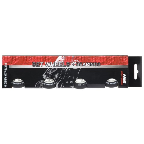 PU 70x24 82A CZARNE MATOWE (4 szt.) + ABEC-9 (8 szt.) ZESTAW NILS EXTREME