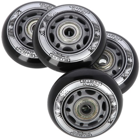 PU 64x24 82A CZARNE (4 szt.) + ABEC-9 (8 szt.) ZESTAW NILS EXTREME