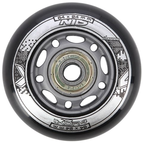 PU 64x24 82A CZARNE (4 szt.) + ABEC-9 (8 szt.) ZESTAW NILS EXTREME
