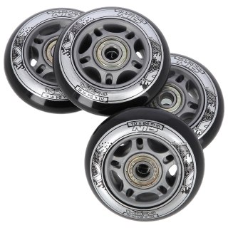 PU 70x24 82A CZARNE (4 szt.) + ABEC-9 (8 szt.) ZESTAW NILS EXTREME