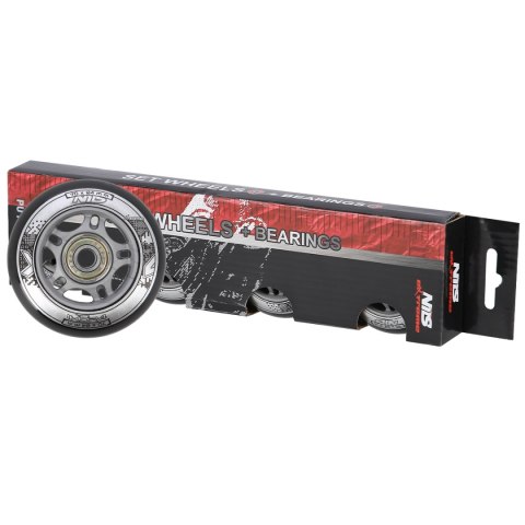 PU 70x24 82A CZARNE (4 szt.) + ABEC-9 (8 szt.) ZESTAW NILS EXTREME