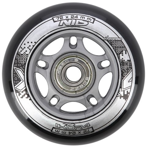 PU 72x24 82A CZARNE (4 szt.) + ABEC-9 (8 szt.) ZESTAW NILS EXTREME