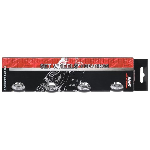 PU 72x24 82A CZARNE (4 szt.) + ABEC-9 (8 szt.) ZESTAW NILS EXTREME