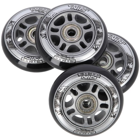 PU 76x24 82A CZARNE (4 szt.) + ABEC-9 (8 szt.) ZESTAW NILS EXTREME