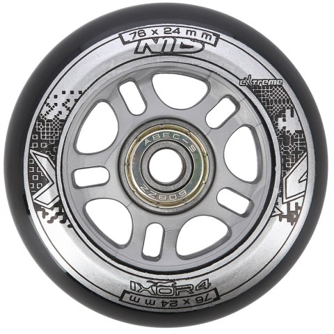 PU 76x24 82A CZARNE (4 szt.) + ABEC-9 (8 szt.) ZESTAW NILS EXTREME