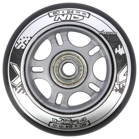 PU 80x24 82A CZARNE (4 szt.) + ABEC-9 (8 szt.) ZESTAW NILS EXTREME