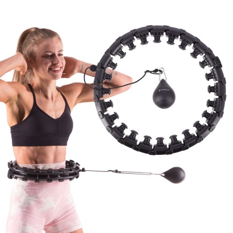 HHW01 HULA HOP BLACK Z WYPUSTKAMI I OBCIĄŻNIKIEM HMS