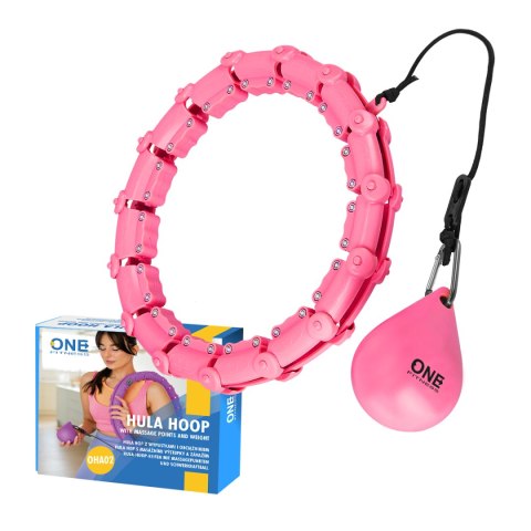 OHA02 HULA HOP PINK Z WYPUSTKAMI I OBCIĄŻNIKIEM ONE FITNESS