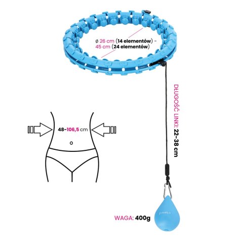 ZESTAW HULA HOP HHW01 BLUE Z WYPUSTKAMI I OBCIĄŻNIKIEM HMS + PAS BR163 RED
