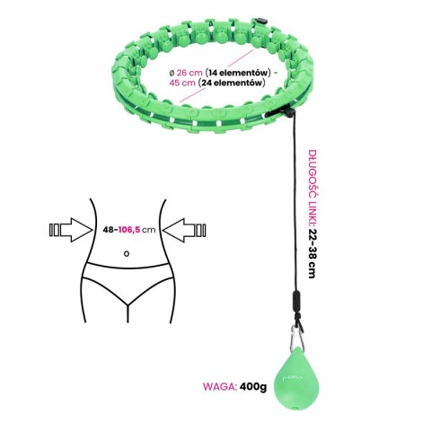 ZESTAW HULA HOP HHW01 GREEN Z WYPUSTKAMI I OBCIĄŻNIKIEM HMS + PAS BR163 RED