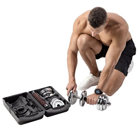 STC21 SZTANGIELKI REGULOWANE W WALIZCE CHROMOWANE 20KG HMS