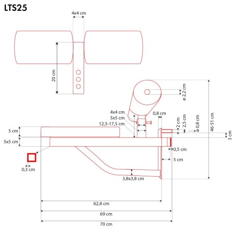 LTS25 SIEDZISKO TRENINGOWE Z BLOKADĄ NA UDA LAT SEAT HMS