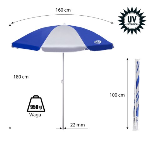 NC7813 PARASOL PLAŻOWY 180 CM NILS CAMP NC7813 PARASOL PLAŻOWY 180 CM NILS CAMP