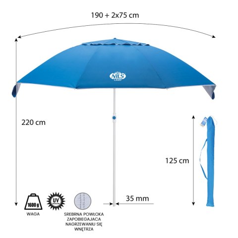 NC7822 PARASOL PLAŻOWY XL 220 CM NILS CAMP NC7822 PARASOL PLAŻOWY XL 220 CM NILS CAMP