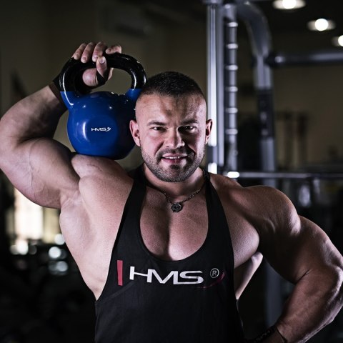 KNV16 BLUE KETTLEBELL ŻELIWNY POKRYTY WINYLEM HMS
