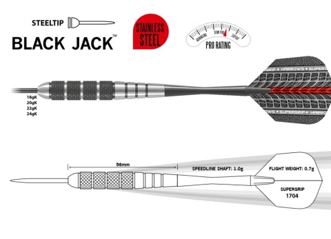 Rzutki dart Black Jack 22gK steeltip HARROWS