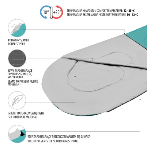 NC2105 ZIELONO-SZARY ŚPIWÓR ROZMIAR L NILS CAMP