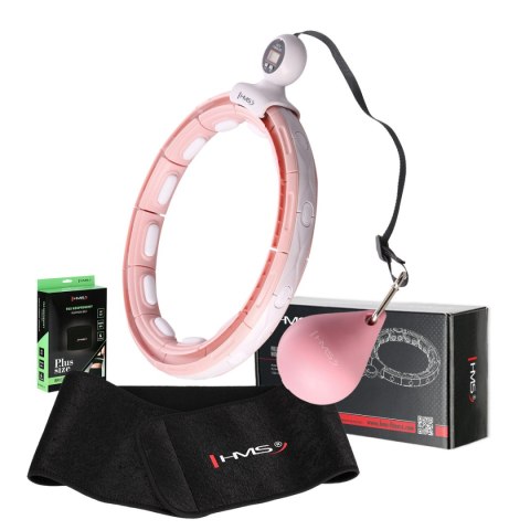 ZESTAW HULA HOP MAGNETYCZNY PINK HHM15 Z LICZNIKIEM HMS + PAS BR163 BLACK PLUS SIZE