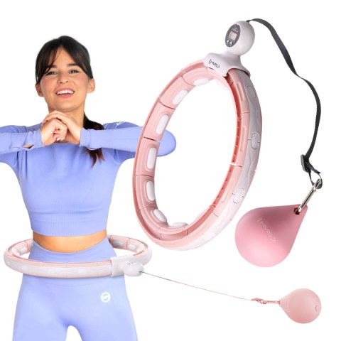 ZESTAW HULA HOP MAGNETYCZNY PINK HHM15 Z LICZNIKIEM HMS + PAS BR163 BLACK PLUS SIZE