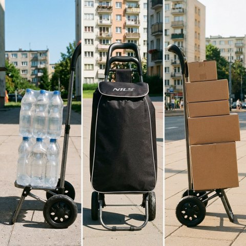 NC17106 WÓZEK NA ZAKUPY 40L CZARNY NILS