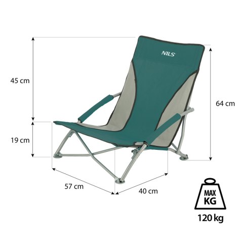 NC3035 ZIELONO-SZARY KRZESŁO PLAŻOWE NILS