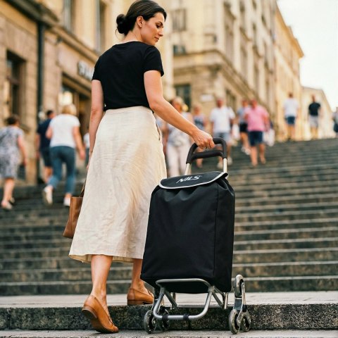 NC17206 WÓZEK NA ZAKUPY Z TRZEMA KÓŁKAMI 40L CZARNY NILS