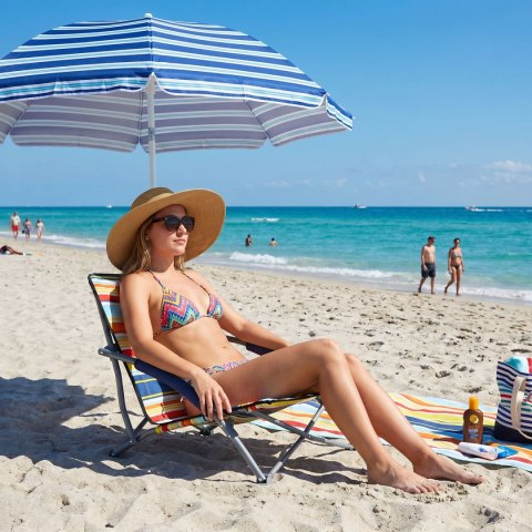 NC3035 KRZESŁO PLAŻOWE NIEBIESKO-ZÓŁTE NILS