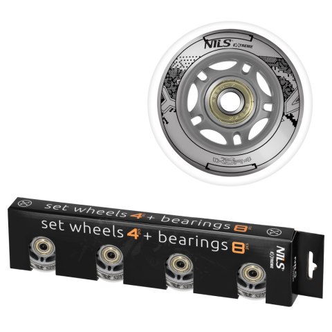PU 64x24 82A BIAŁE (4 szt.) + ABEC-7 (8 szt.) ZESTAW NILS EXTREME