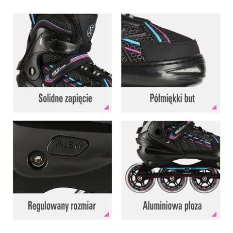 NA1128 CZARNO-FIOLETOWY ROZM. L(39-42) ŁYŻWOROLKI NILS EXTREME NA1128 CZARNO-FIOLETOWY ROZM. L(39-42) ŁYŻWOROLKI NILS EXTREME