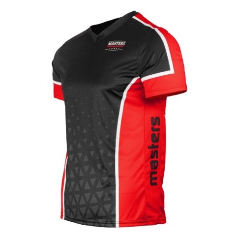 Koszulka V-neck do point-fightingu MASTERS "COMBAT" czarno-czerwona (WAKO APPROVED)