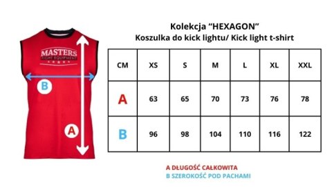 Koszulka bez rękawów MASTERS "HEXAGON" do kick lightu czerwona (WAKO APPROVED)