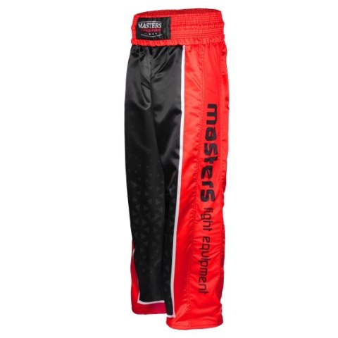 Spodnie do kickboxingu MASTERS "COMBAT" czarno-czerwone (WAKO APPROVED)