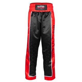 Spodnie do kickboxingu MASTERS "COMBAT" czarno-czerwone (WAKO APPROVED)