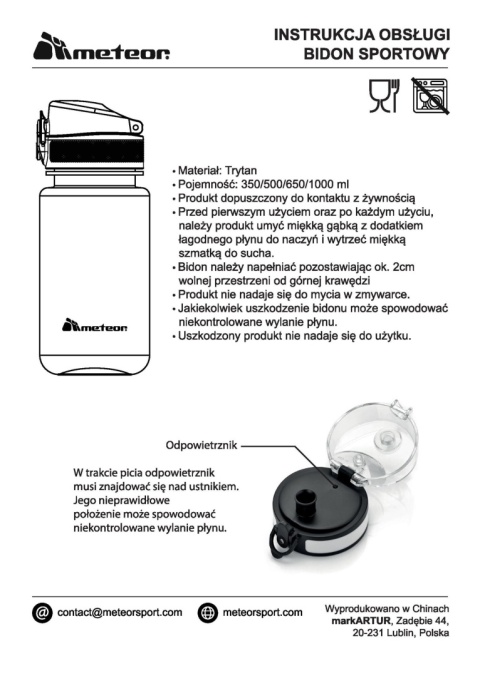 Bidon 500ml Meteor 74582 czarny