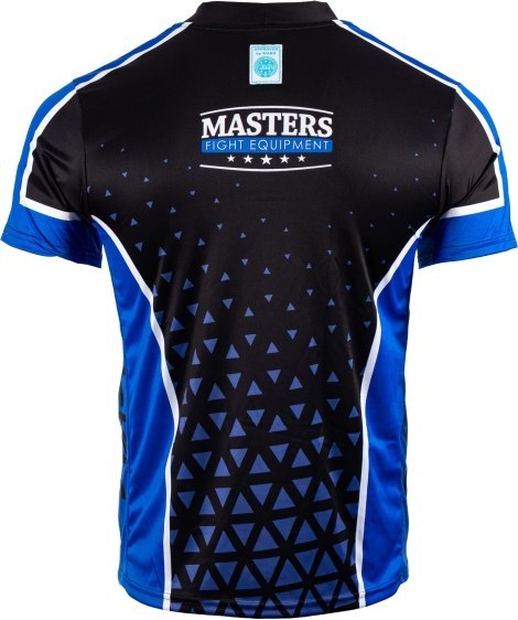 Koszulka V-neck do point-fightingu MASTERS "COMBAT" czarno-niebieska (WAKO APPROVED)