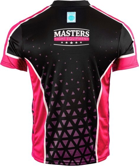 Koszulka V-neck do point-fightingu MASTERS "COMBAT" czarno-różowa (WAKO APPROVED)