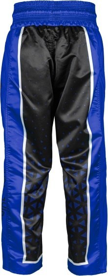 Spodnie do kickboxingu MASTERS "COMBAT" czarno-niebieskie (WAKO APPROVED)